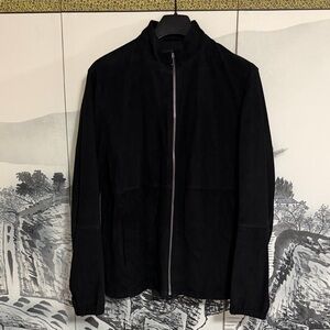 Theory Black Suede Zip-Up Jacket